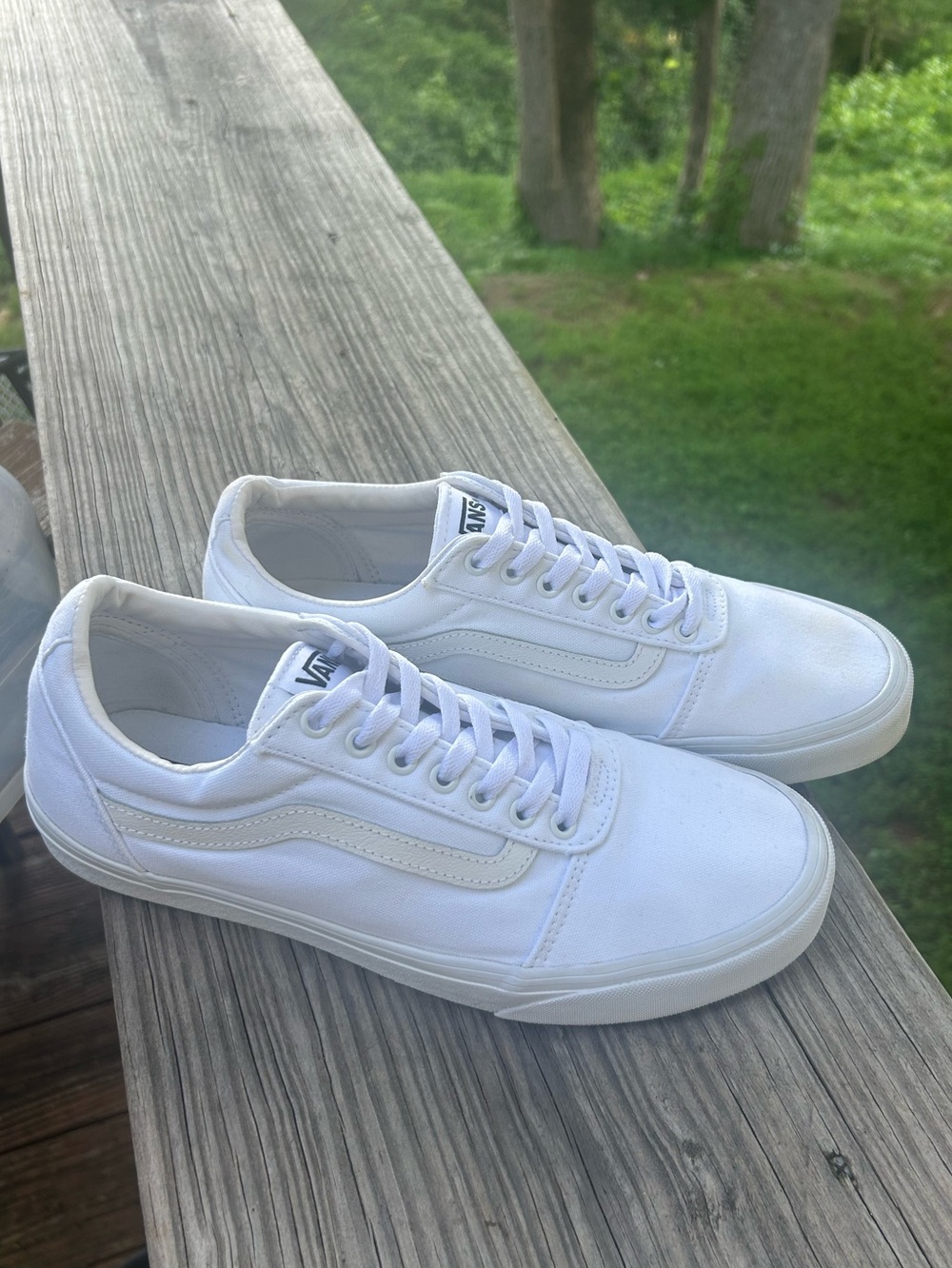 Vans White Canvas Old Skool Low-Top Sneakers
